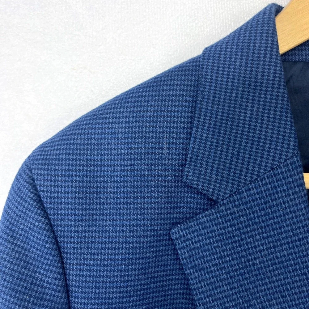 NWT Banana Republic Factory Tailored Fit Suit 2 Pc Blue Houndstooth 42S 34x30
